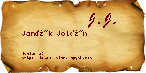 Janák Jolán névjegykártya
